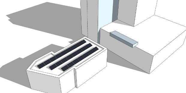 3D shading model produced by Decerna of the PV array design