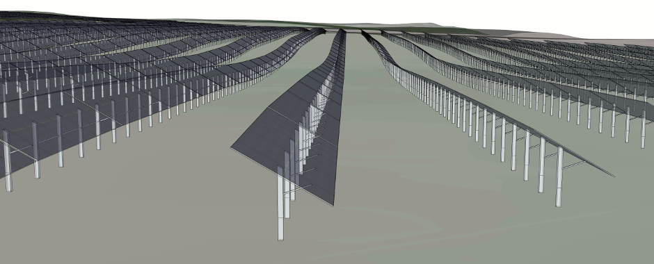 3D image of a solar farm, as created by Alex Savidis at Narec DE using Skellion
