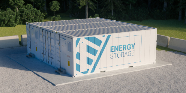 Adobe Stock 313785321: Concept of energy storage unit consisting of multiple connected containers