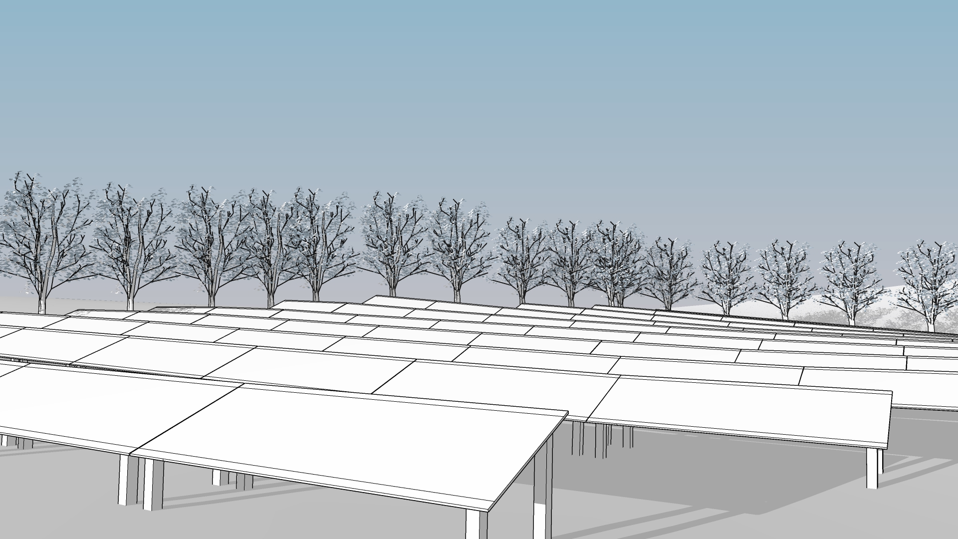 solar panel and trees animation