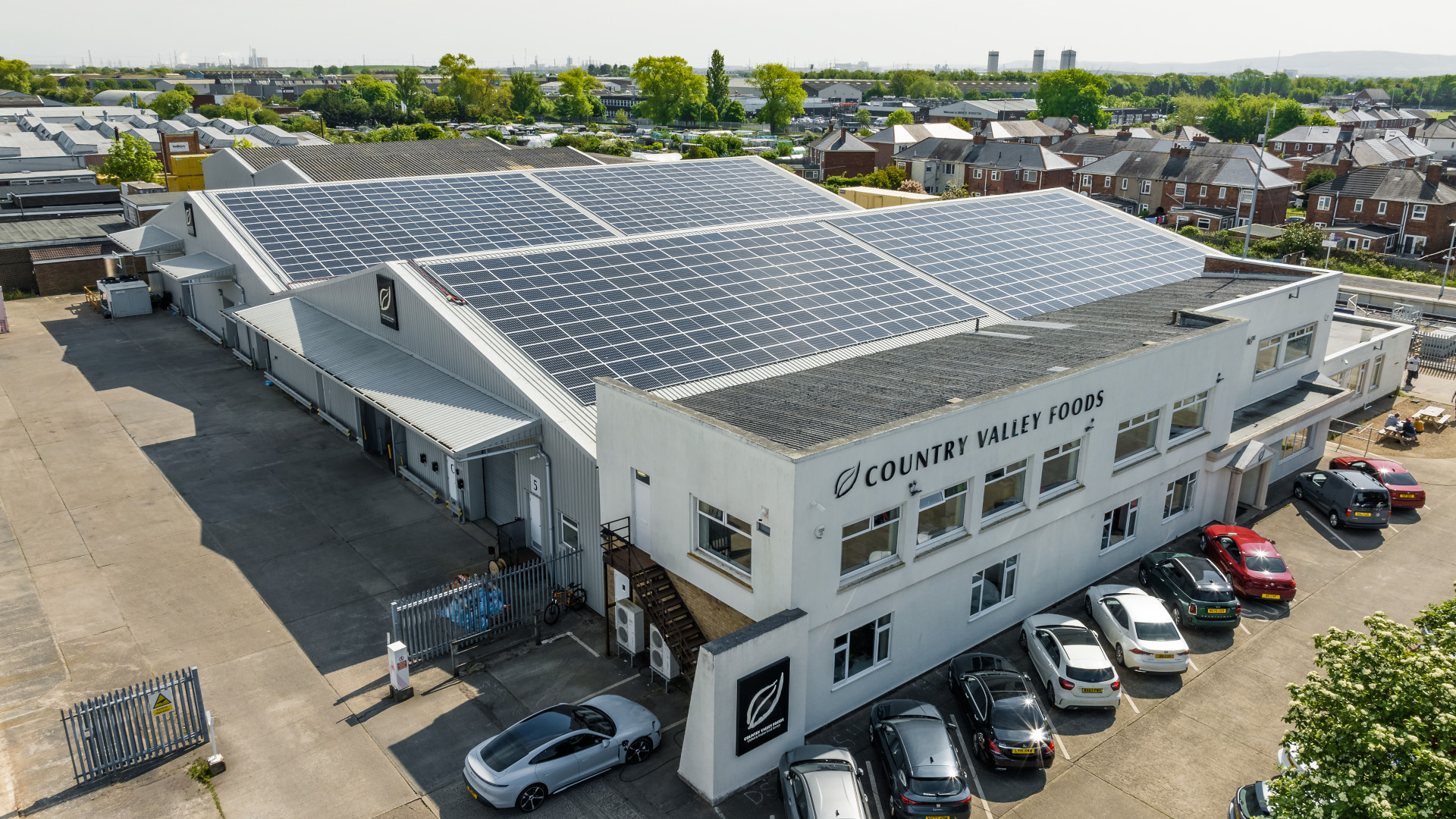 company with a solar panel in its roof